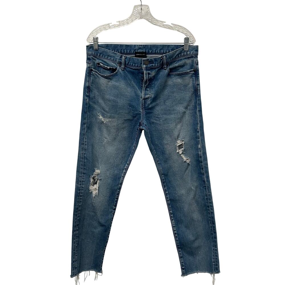 John Elliott Cast 2 Jeans Sz 33 Distressed Slim Denim Indie Streetwear Edgy Luxe